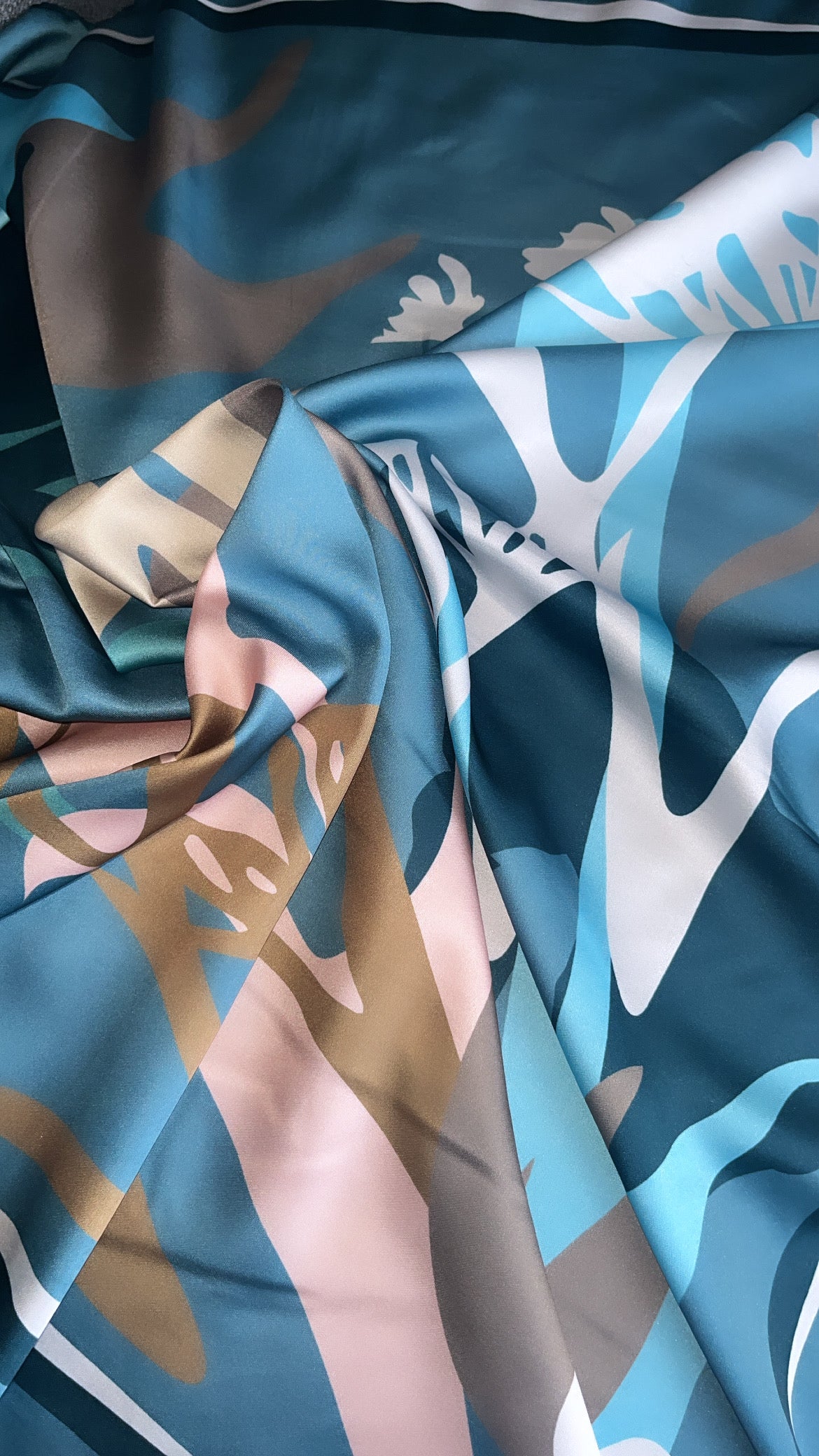 Floral Satin scarf turquoise