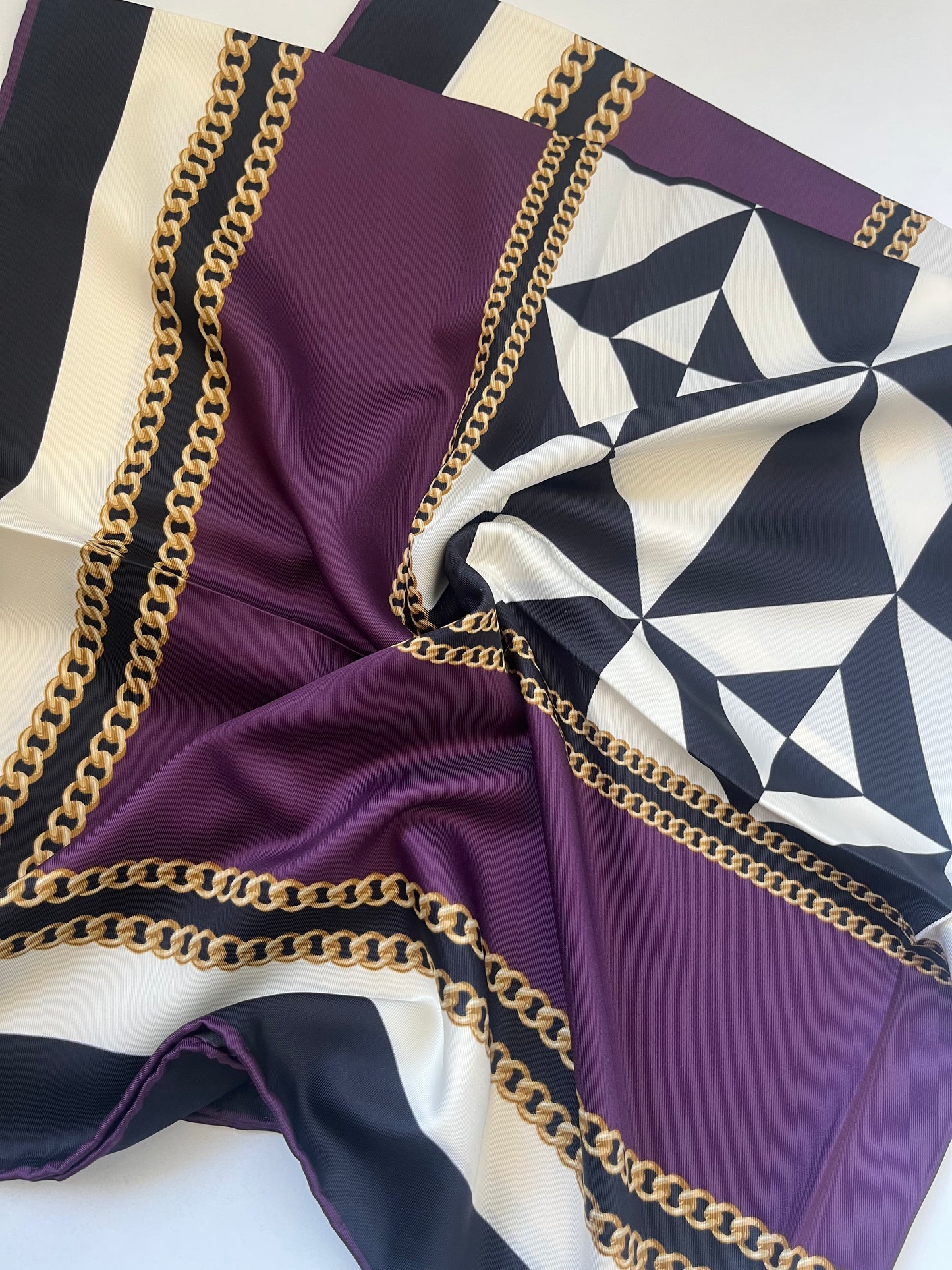 Purple checked satin scarf