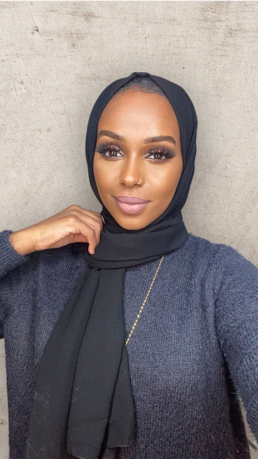 Luxury soft Crepe hijab - Black