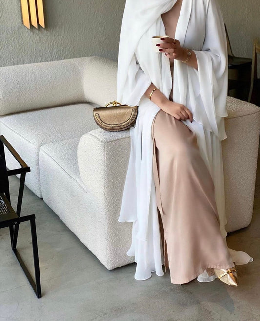 White Elegant Open Abaya
