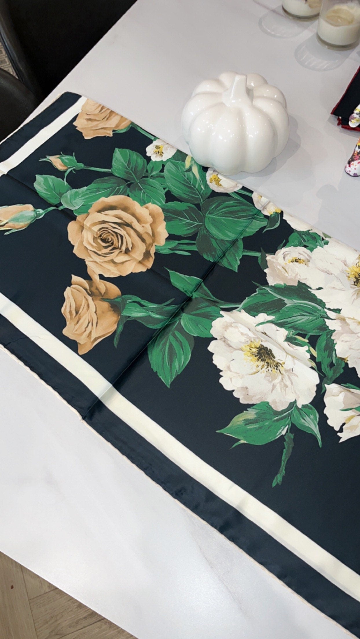 Floral silky satin square scarf 2 colours