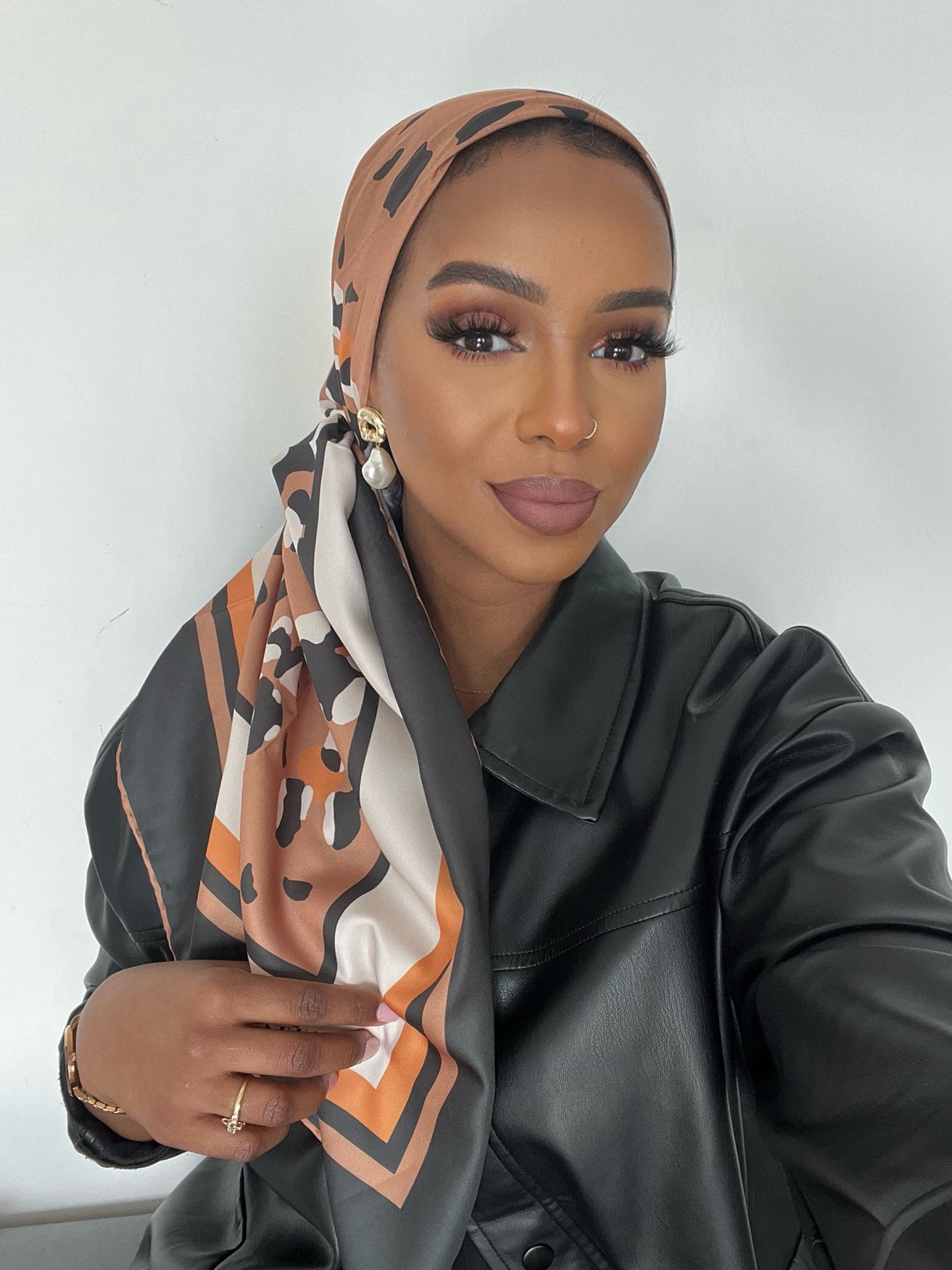 unique leopard print grey and pink silk satin scarf - 6 colours