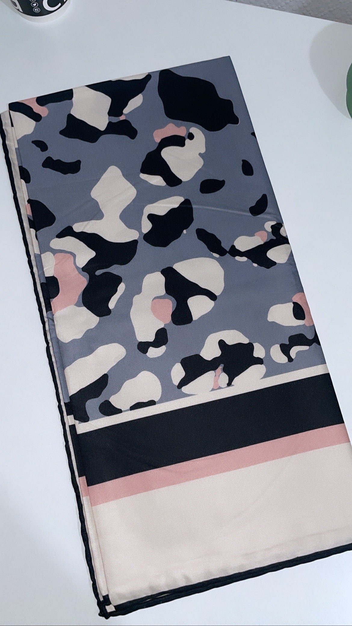 unique leopard print grey and pink silk satin scarf - 6 colours
