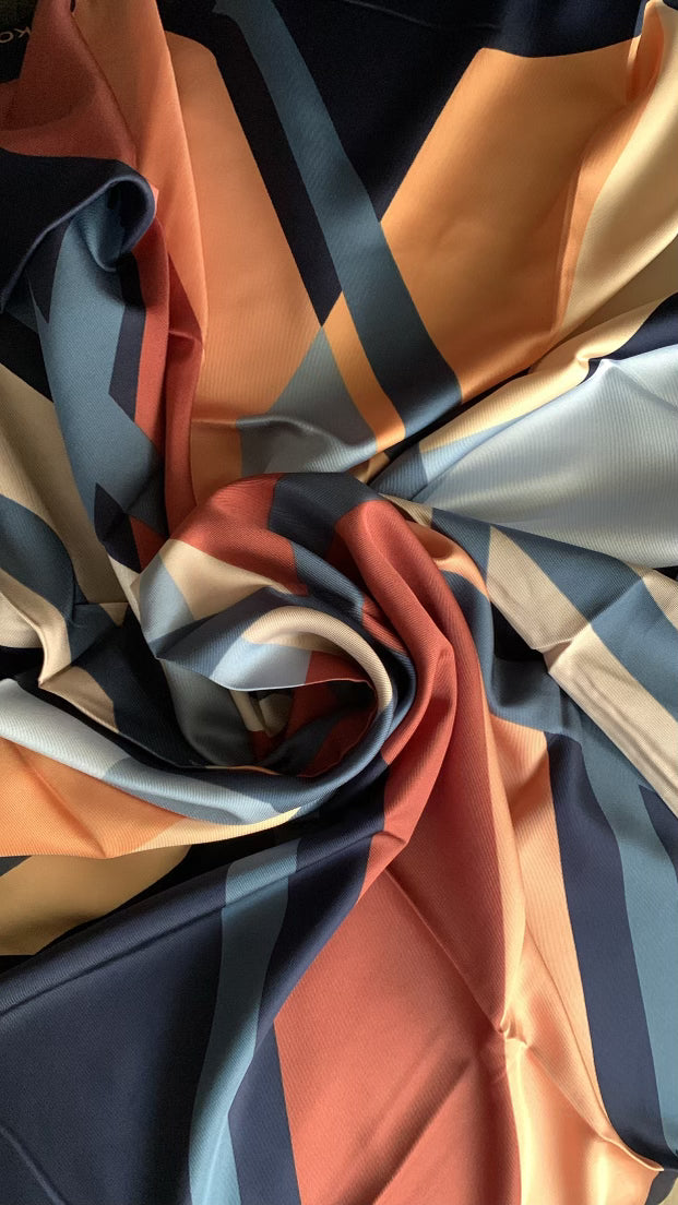 Beautiful colourful print silk satin scarf