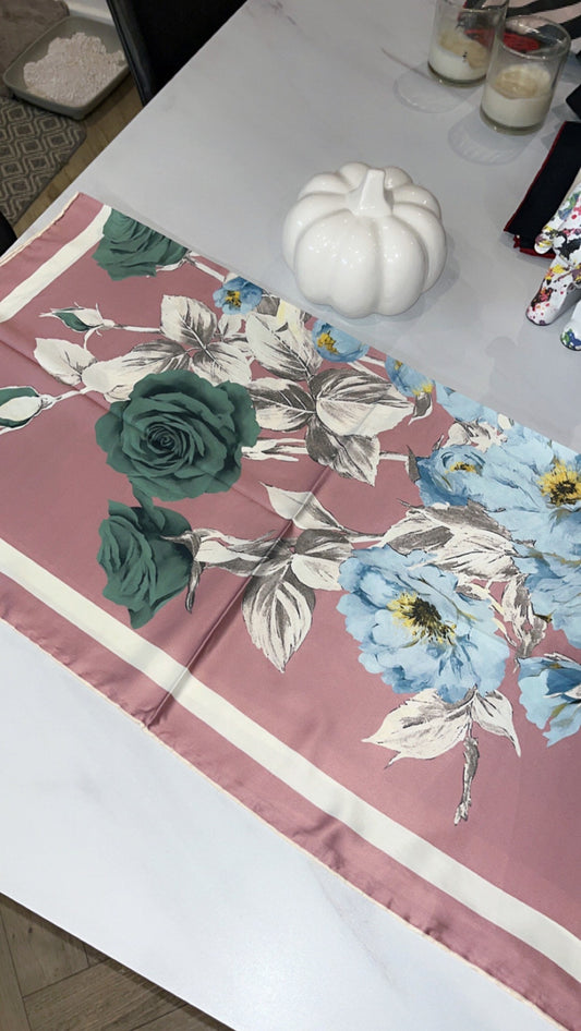 Floral silky satin square scarf 2 colours
