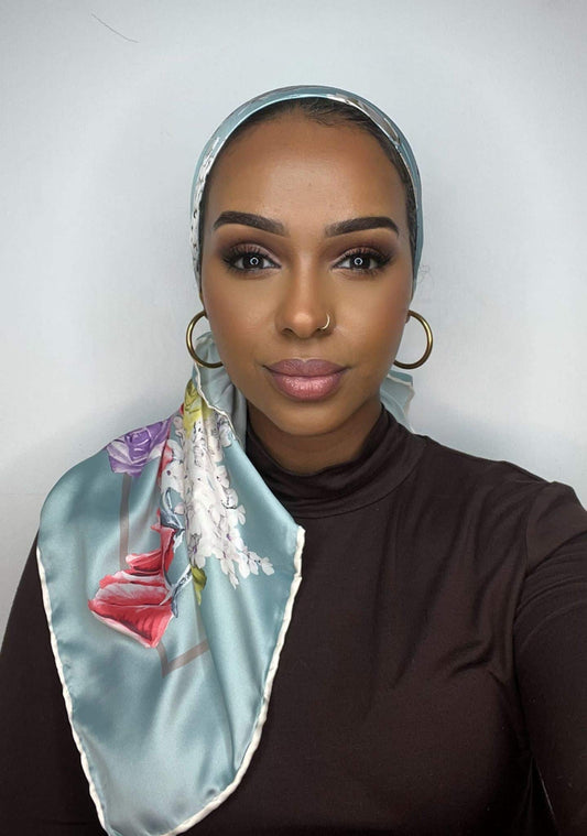 Floral art print Satin scarf turban - 3 colours